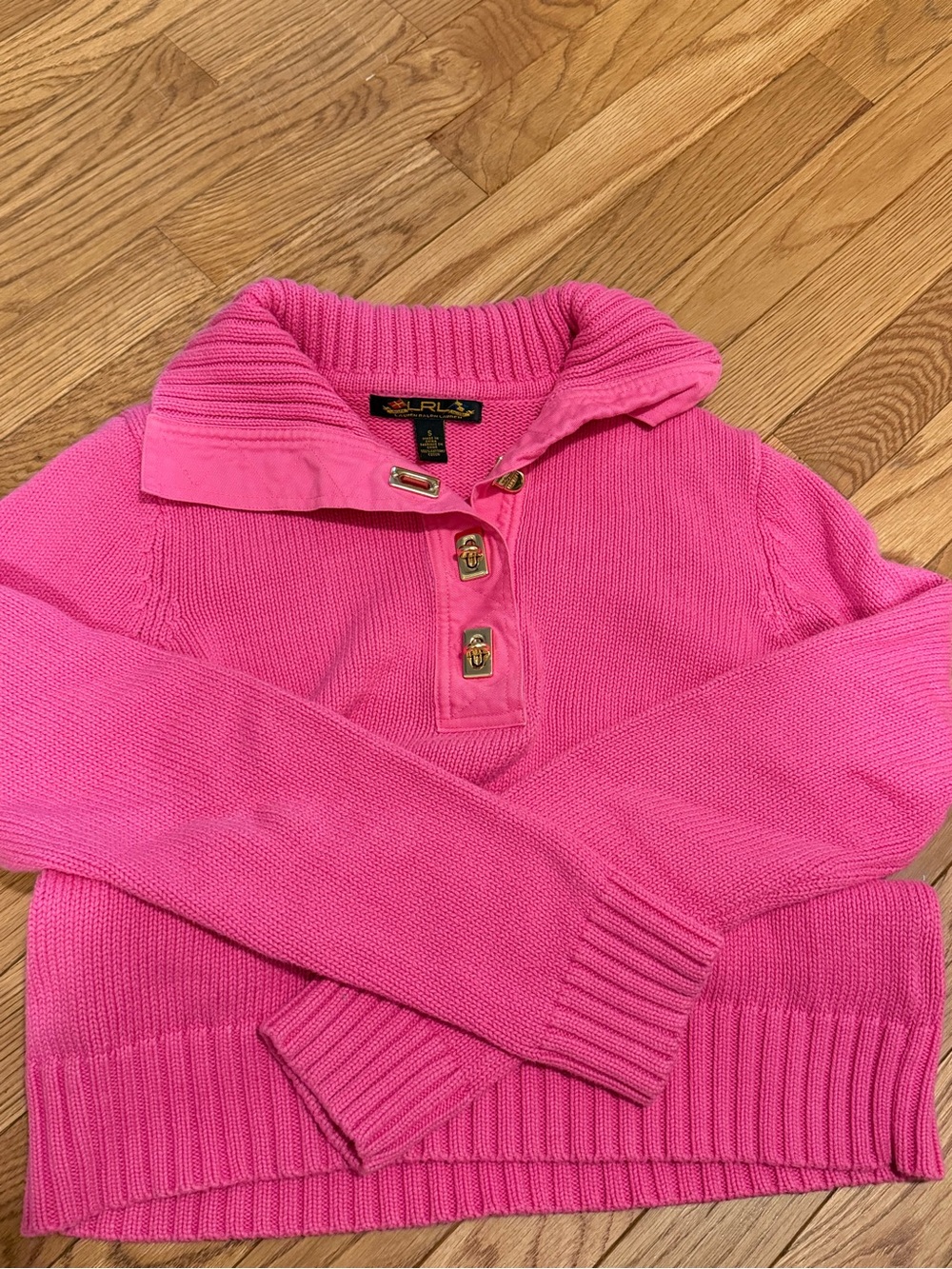 Lauren Ralph Lauren Hot Pink Shawl-Collar Knit Pullover